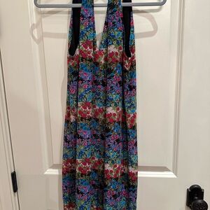ECI Vibrant Floral Backless Mini Dress